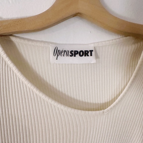 OperaSPORT Eve Seamless Top Asymmetrical Long Sleeve Ivory Cream - Picture 3 of 5